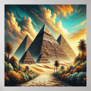 Affiche Les Grandes Pyramides de Giza Égypte Voyage
