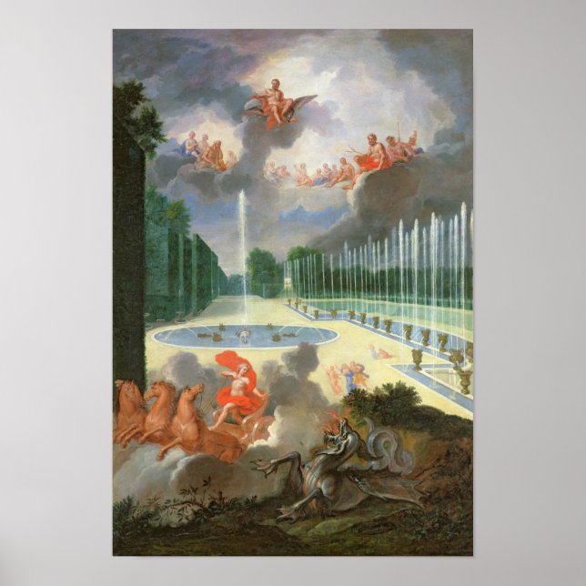 Affiche Les Groves de Versailles. Vue du pool de dragons (Devant)