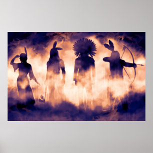 Affiche Les guerriers amérindiens oubliés émergeant de t