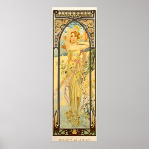 Affiche Les Heures du Jour, Clarté du Jour par Mucha