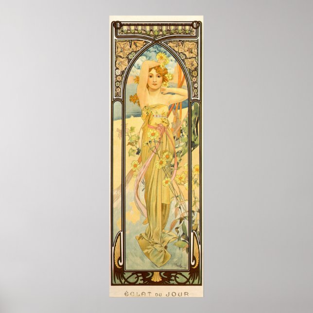 Affiche Les Heures du Jour, Clarté du Jour par Mucha (Devant)