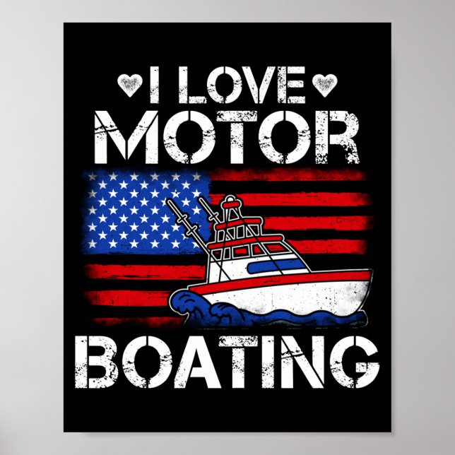 Affiche Les hommes aiment le motorboating drapeau américai (Devant)
