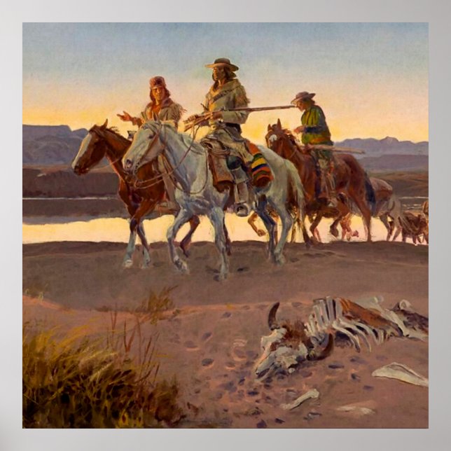 Affiche « Les hommes de Carson » par Charles Russell (Devant)
