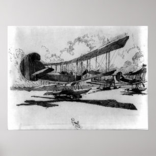 Affiche Les hydravions au repos sur la plage - Joseph Penn