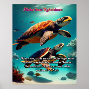 Affiche Les îles Hawaii Kahoolawe Aloha