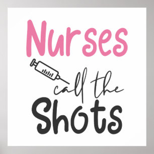Affiche Les infirmières mignonnes appellent les coups mot