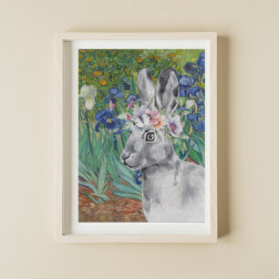 Affiche Les iris et lapin fantaisie de Van Gogh