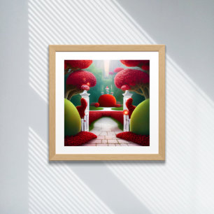 Affiche Les jardins rouges des pays des merveilles