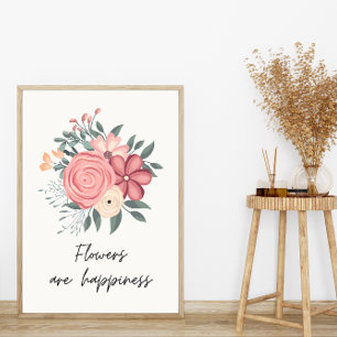 Affiche Les Jolies Fleurs De Bouquet Floral Sont Le Bonheu