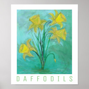Affiche Les jonquilles au printemps. Peinture acrylique et
