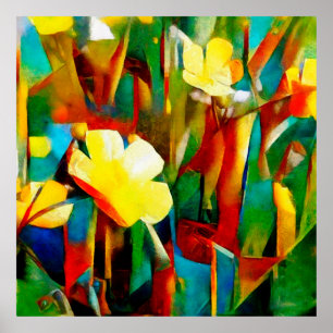 Affiche Les jonquilles. Composition florale Abstraite dans