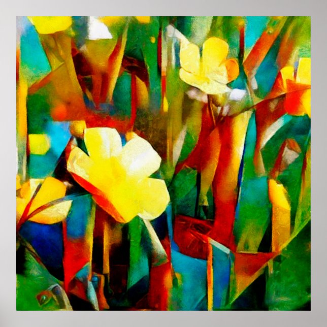 Affiche Les jonquilles. Composition florale Abstraite dans (Devant)