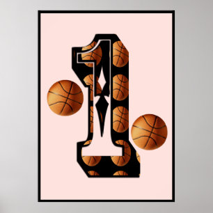 Affiche Les Joueurs De Basketball Numéro Un Avec Basketbal