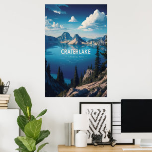 Affiche Les lacs de cratère Bleu paisible