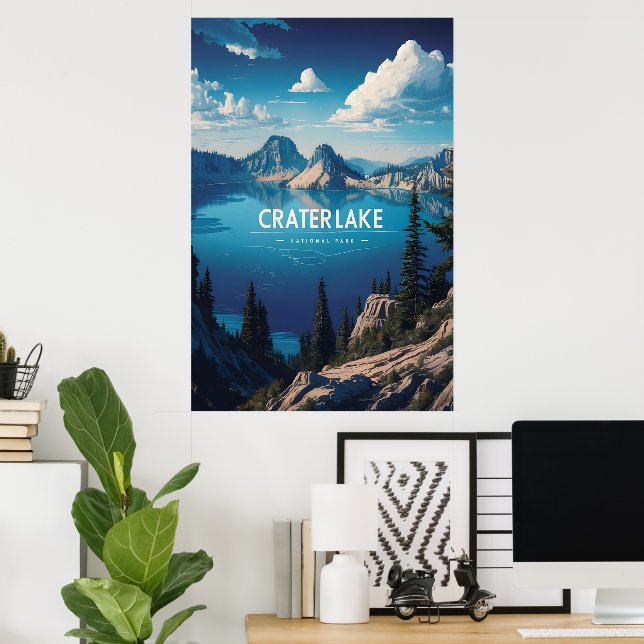 Affiche Les lacs de cratère Bleu paisible (Bureau à domicile)