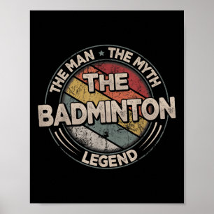 Affiche Les légendes du badminton Shuttle Retro Hommes Bad