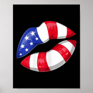Affiche Les lèvres du drapeau américain 4 juillet patrioti