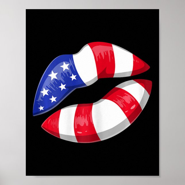 Affiche Les lèvres du drapeau américain 4 juillet patrioti (Devant)