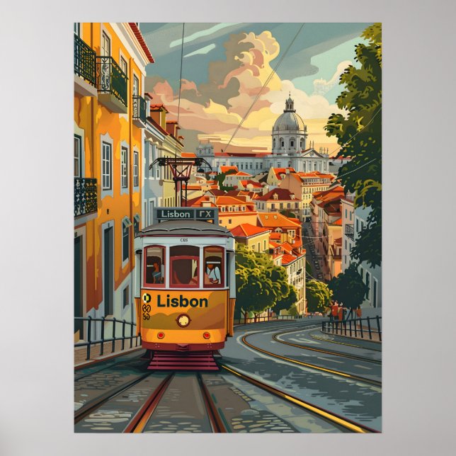 Affiche Les lignes de tramway de Lisbonne : Naviguer sur l (Devant)