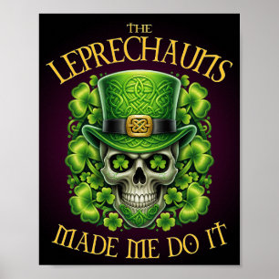 Affiche Les lutins m'ont fait faire ça Crâne Saint-Patrick