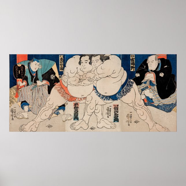 Affiche Les lutteurs de sumo, 1814 - Utagawa Kuniyoshi  (Devant)