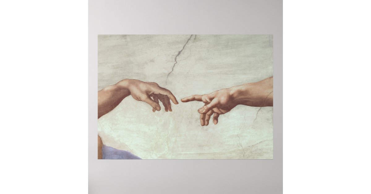Affiche Les mains de Dieu et Adam Zazzle.fr