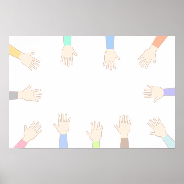 Affiche Les mains de tout le monde, reliant les mains. (Devant)