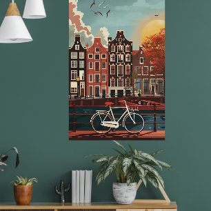 Affiche Les maisons du canal d'Amsterdam