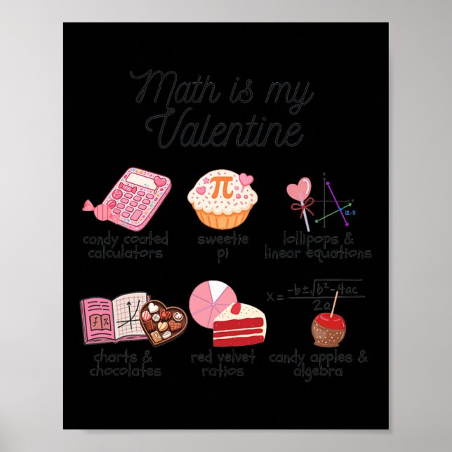 Affiche Les maths sont ma Saint-Valentin Prof de maths drô (Devant)