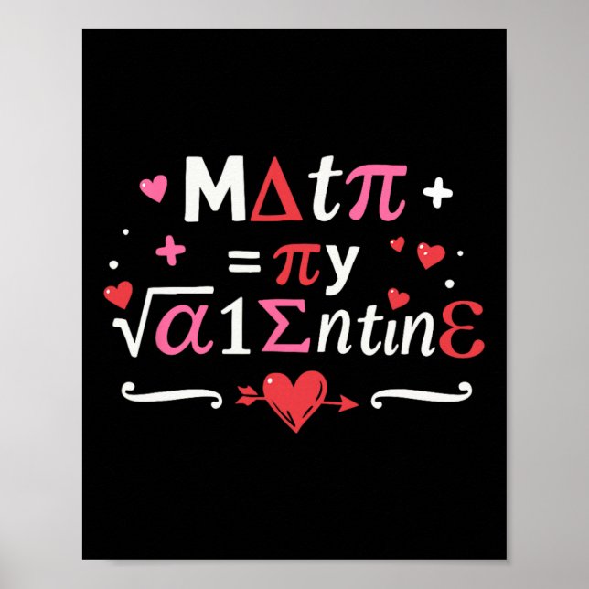 Affiche Les maths sont mon Valentin symboles pour la Saint (Devant)
