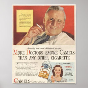 AFFICHE LES MÉDECINS FUMENT CAMEL
