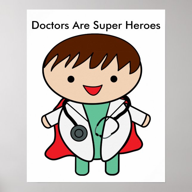 Affiche Les médecins sont des super héros personnalisés (Devant)