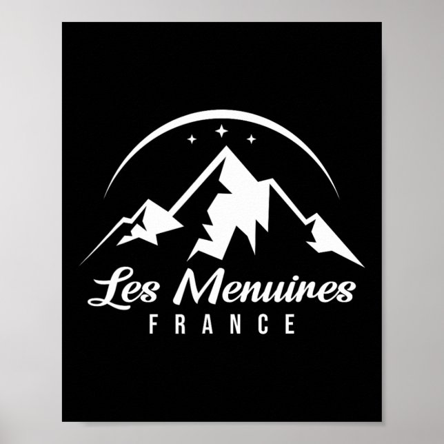 Affiche Les Menuires France Station De Ski Ski Snowboard (Devant)