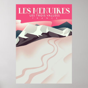 Affiche Les Menuires, Les Trois Vallées, France Ski vintag