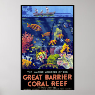 Affiche Les merveilles marines Vintages du corail de la Gr