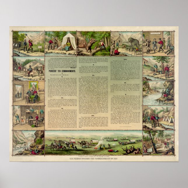 Affiche Les mineurs pionniers dix commandements de 1849 (Devant)