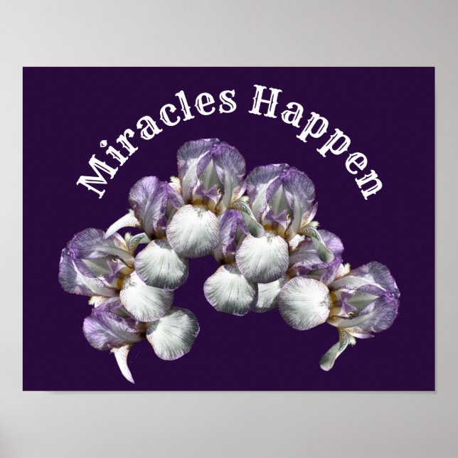 Affiche Les miracles se produisent Iris Fleurs Inspiration (Devant)