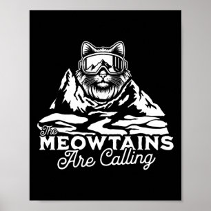 Affiche Les Montagnes Appelent Snowboards Drôle Chat Men