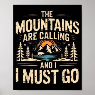 Affiche Les montagnes appellent & doivent aller rétro