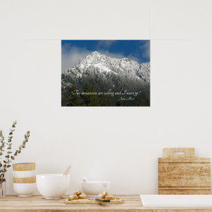 Affiche Les montagnes appellent Citation Montagne enneigée