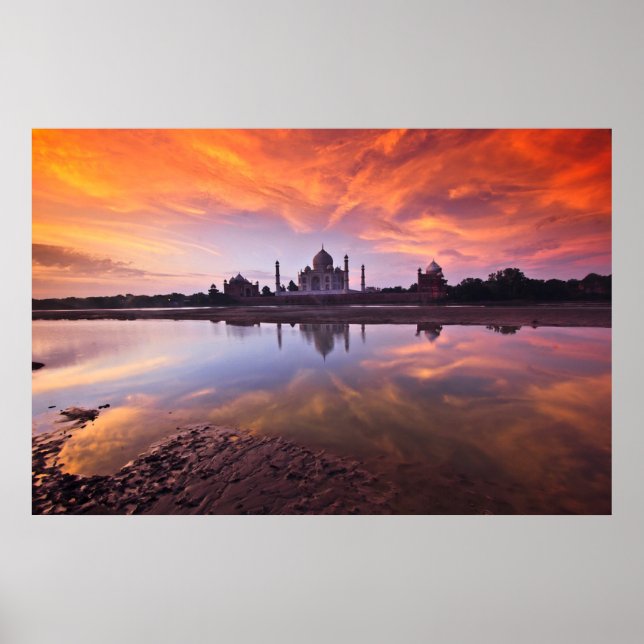 Affiche Les monuments | Coucher de soleil de Taj Mahal (Devant)
