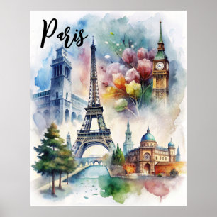Affiche Les monuments historiques de Paris