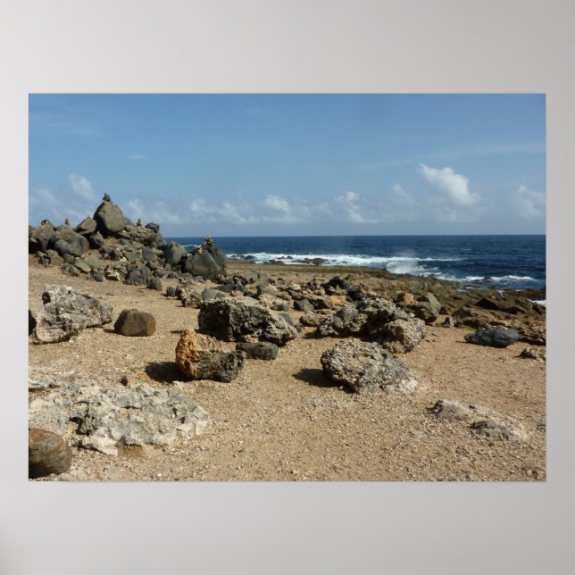 Affiche Les monuments rocheux sur la côte d'Aruba (Devant)