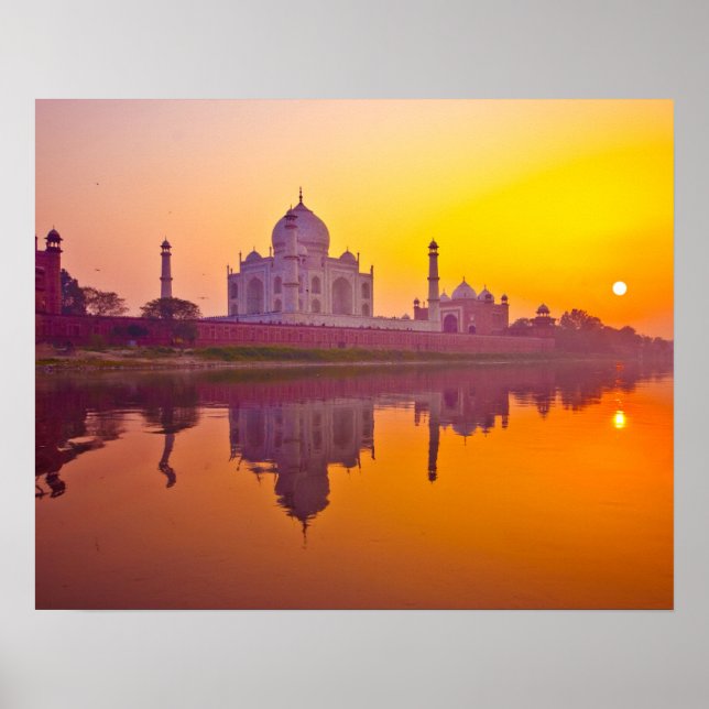 Affiche Les monuments | Taj Mahal au coucher du soleil (Devant)