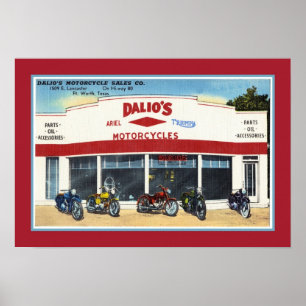 Affiche Les motos de Dalio vintage Fort Worth