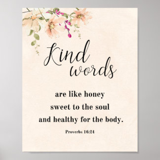 Affiche Les mots sont comme du miel, Proverbes 16:24
