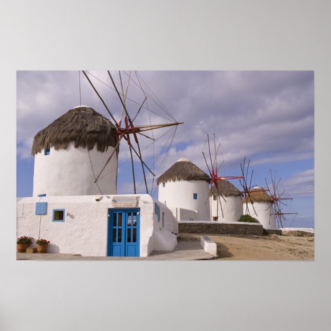 Affiche Les moulins à vent de Mykonos sur les îles grecque (Devant)
