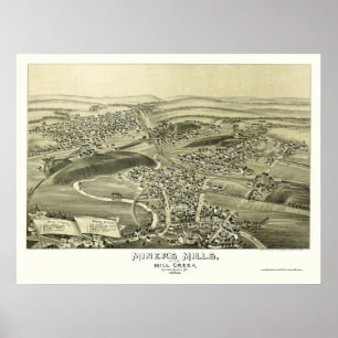 Affiche Les moulins du mineur, carte panoramique de PA -