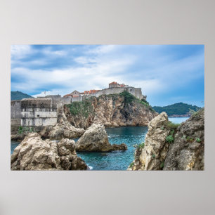 Affiche Les murs de Dubrovnik vue mer