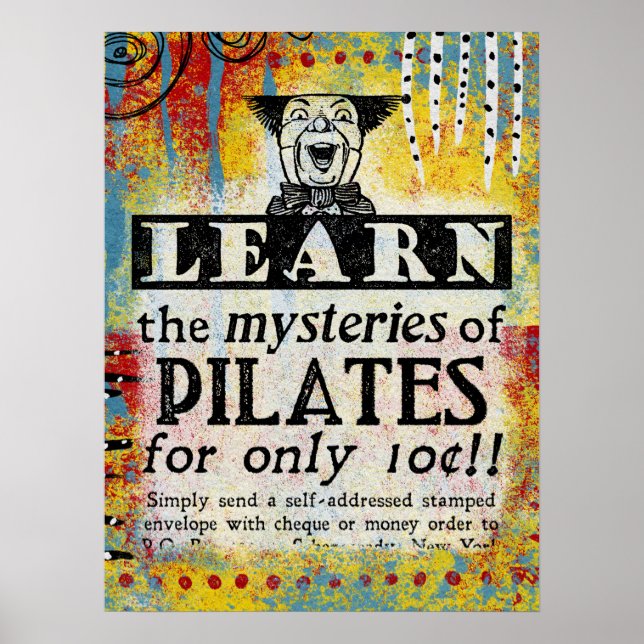 Affiche Les Mystères du Pilates - Drôle Annonce Vintage (Devant)